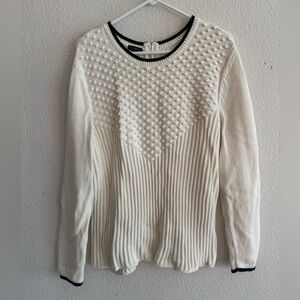 Talbots Cream Textured Pom-Pom Sweater – Size XL